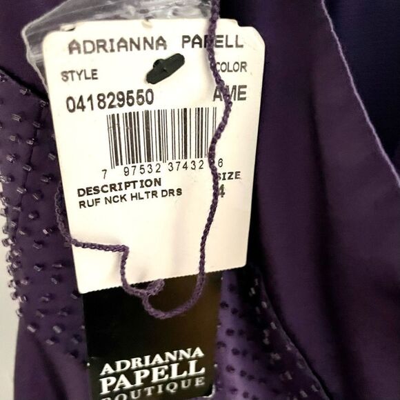 BNWT Adrianna Papell Ruffle Neckline Halter Dress size 4 - Picture 7 of 8